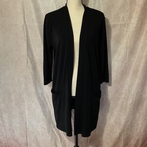 Classic Black Open Front Cardigan